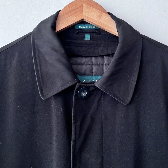 Men’s Lauren Ralph Lauren Black Classic Trench Coat With Zip Out Lining Size L